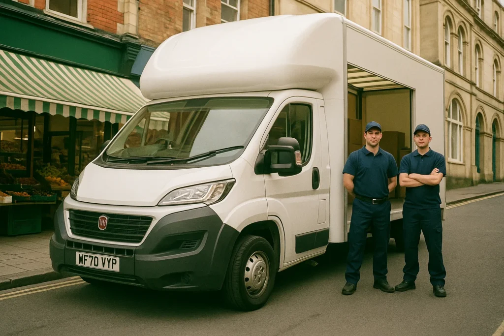 Experienced man with a van team securing household items for a local move in Kensey Valley Meadow
